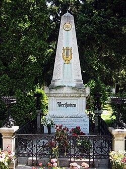 The grave of Ludwig van Beethoven in the Central Cemetery