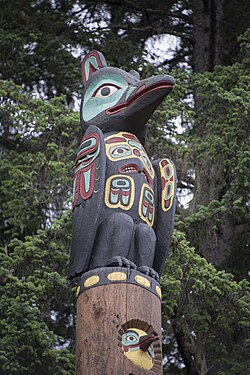 Yaxté totem pole, a Tlingit totem pole in Juneau, Alaska.