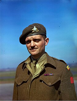 Major Paul Triquet wearing Victoria Cross ribbon bar