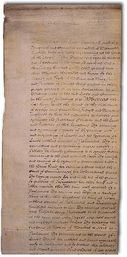 The English Bill of Rights of 1689 curtailed the sovereign's governmental power.