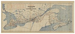 Historical map of Eastern Canada (1884)