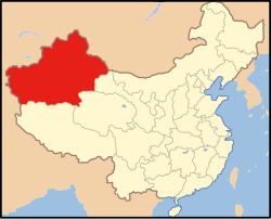 Map of Xinjiang, together with rest of China