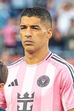 Suárez ahead of a game against the New England Revolution in July 2025
