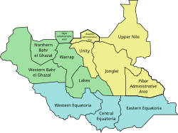 Administrative areas of South Sudan as of 2020