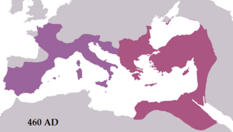 The Roman Empire in 460 during the reign of Leo