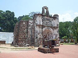 The surviving gate of the Fortress of Malacca, Porta do Santiago