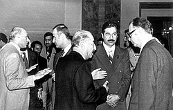 Salim al-Huss (far right) next to Saddam Hussein in the Arab Summit, 1978