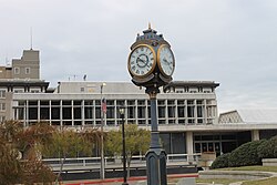 Rotary International Clock (1916), with Alexandria City Hall (constructed 1963) in the background