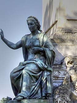 Nineteenth-century allegorical statue on the Congress Column in Brussels depicting religious freedom