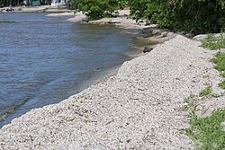Along the shoreline of Lake Michigan