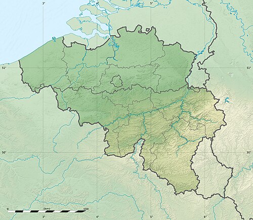 Relief map of Belgium