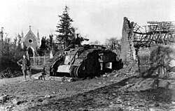 A captured British tank in 1917 (Battle of Cambrai).