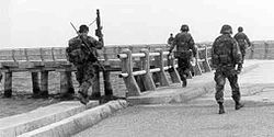 Escorting a U.S. military port survey team in East Timor in September 1999