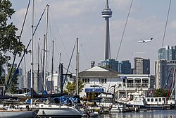 Queen City Yacht Club facilities and piers on the Toronto Islands