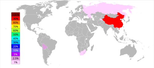 World antimony output in 2010[66]