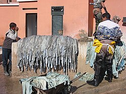 Tanned leather in Marrakesh