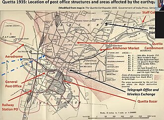 Map of Quetta before the 1935 Quetta earthquake