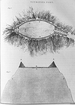 Vitrified fort, England, 1829