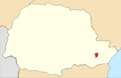 Location on a map of municipalities of Paraná