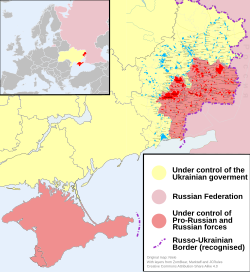 Map of Russian-controlled territory in Ukraine, September 2014