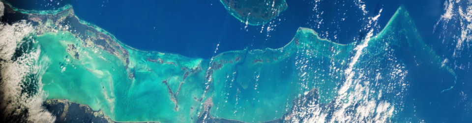 The Belize Barrier Reef viewed from the International Space Station in 2016