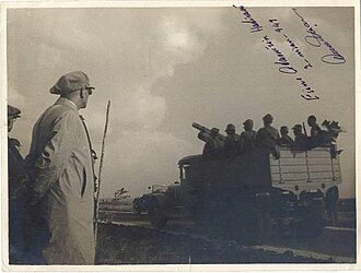 Atatürk observes the Turkish troops during the military exercise on 28 May 1936