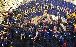 France celebrating their victory of the 2018 FIFA World Cup