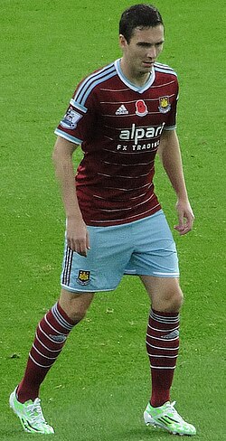 Downing playing for West Ham United in 2014