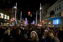 The Granville Entertainment District, downtown, can attract large crowds to the street's many bars and nightclubs.