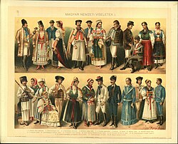 Traditional clothing of various ethnic groups in Hungary, late 19th century