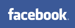 Logo consisting of the text "facebook®" in white over a blue background.