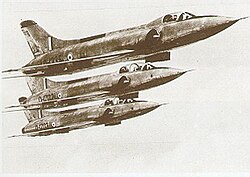 HAL HF-24 Maruts flying in formation. These were the first indigenous fighter jet to enter service with the IAF