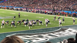 A Philadelphia Eagles handoff during the first quarter