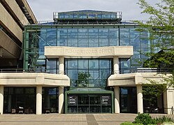 Main entrance to The National Archives building at Kew