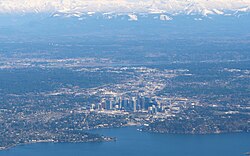 Aerial view of Bellevue skyline