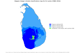 Sri Lanka map of Köppen climate classification