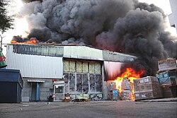 Israeli white phosphorus attack on the main compound of the UNRWA in central Gaza City, 15 January 2009