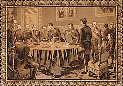 King Charles Albert of Sardinia signs the Albertine Statute, 4 March 1848.