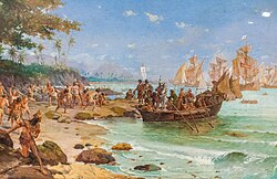 Pedro Álvares Cabral landing in Porto Seguro in 1500
