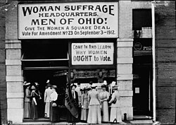 Women's Suffrage Headquarters on Euclid Avenue in Cleveland, Ohio, in 1912