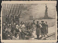 Eastern European Jewish immigrants arriving in New York