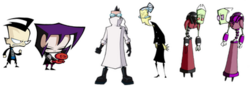 From the left: Dib, Gaz, Professor Membrane, Ms. Bitters, Almighty Tallest Red and Almighty Tallest Purple.
