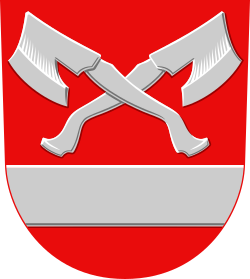 Two axes pictured in the former coat of arms of Kalvola