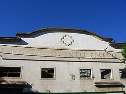 The facade of the workshops before demolition.
