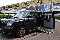 LEVC TX with wheelchair ramp in London