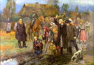 Prussian deportations as shown on painting by Konstanty Górski (1868–1934)