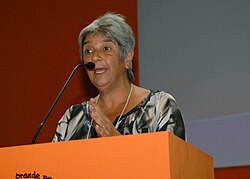 Lilian Celiberti during a speech in the World Social Forum. Porto Alegre, 2010