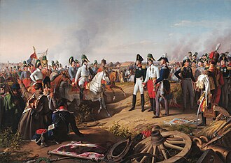 Karl von Schwarzenberg and the three allied monarchs after the Battle of Leipzig, 1813 (The Declaration of Victory After the Battle of Leipzig by Johann Peter Krafft)