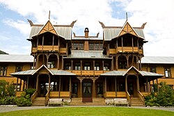 Dalen Hotel in Telemark built in Dragon Style, a style of design architecture that originated during the Norwegian romantic nationalism.