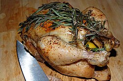 Oven-roasted chicken with lemon and rosemary